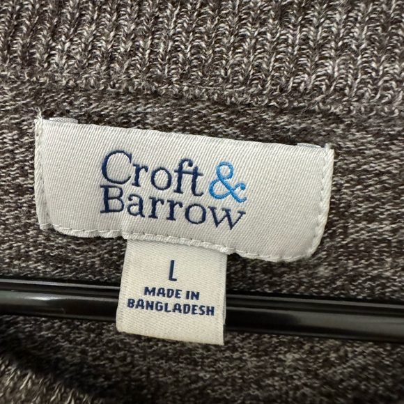 Gray Men's Long Sleeve Pullover V Neck Sweater Size L Croft & Barrow - Picture 2 of 7